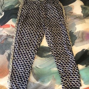 Anthropologie blue &white pattern drawstring pants